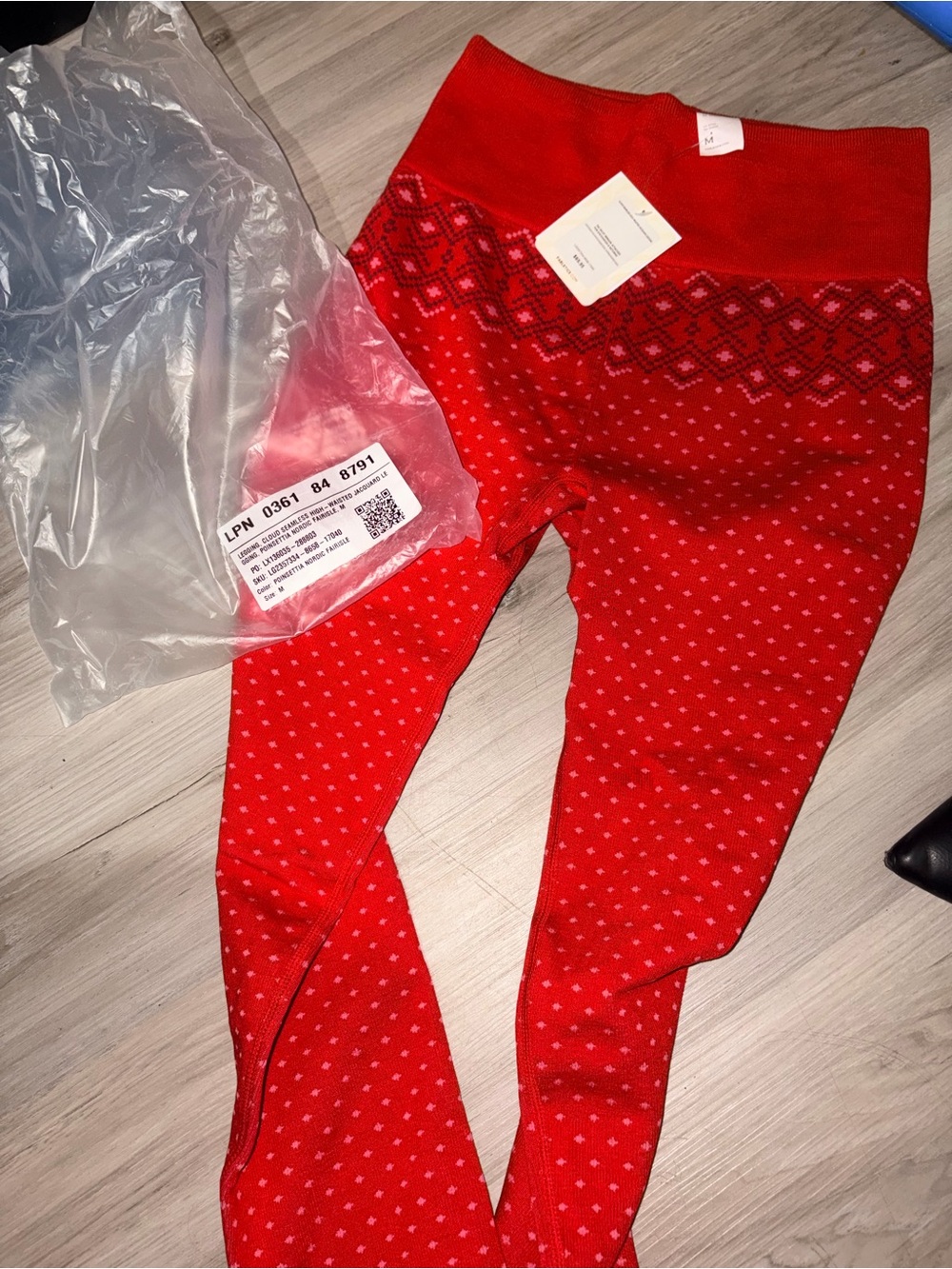 Fabletics Red Fair Isle Patterned Leggings